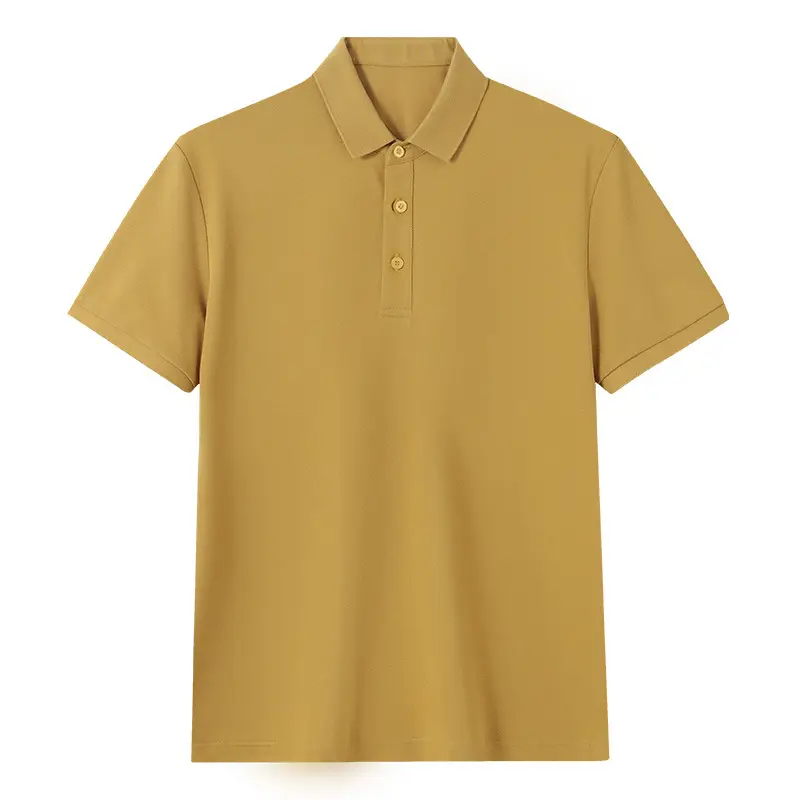 Men's Cotton Polo Shirt Solid Brown - Image 14