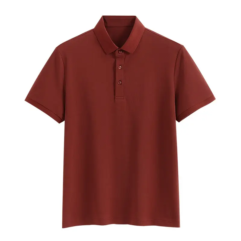 Men's Cotton Polo Shirt Solid Brown - Image 3