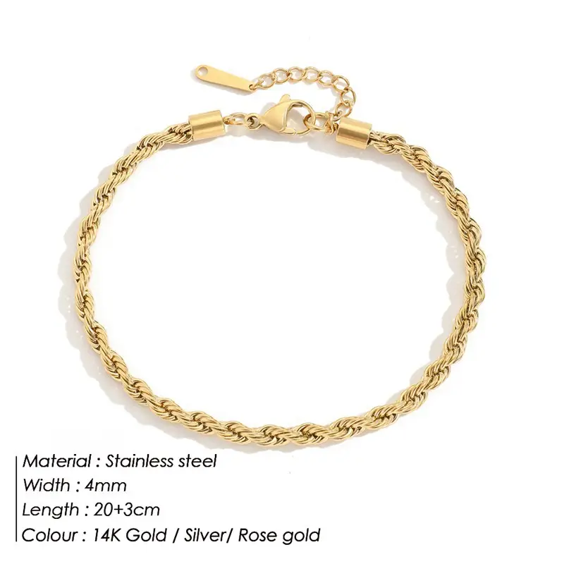 14k Gold Plated Twist Anklet for Women - Image 2
