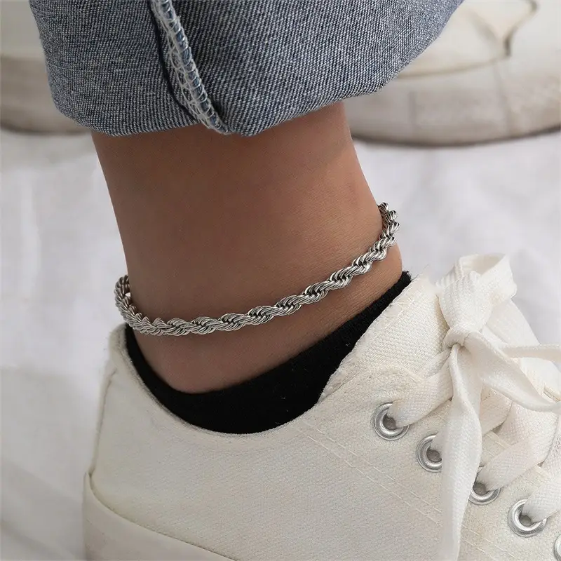 14k Gold Plated Twist Anklet for Women - Image 4