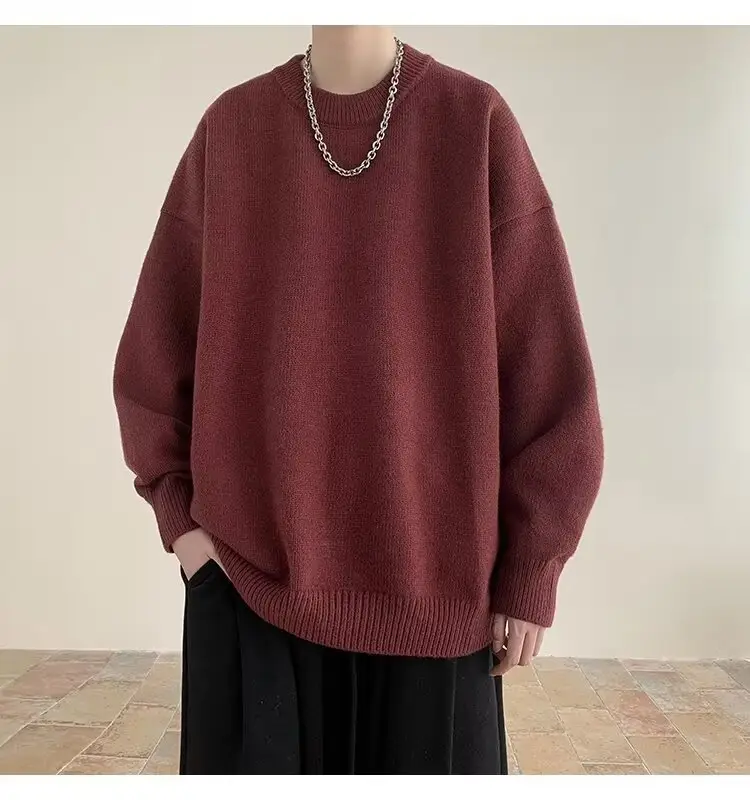 Men Black Japanese Retro Sweater S-Back Loose Fit — feature 10