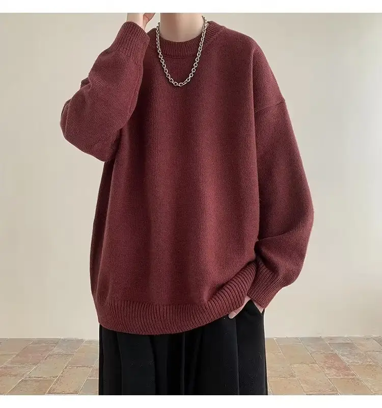 Men Black Japanese Retro Sweater S-Back Loose Fit — feature 12