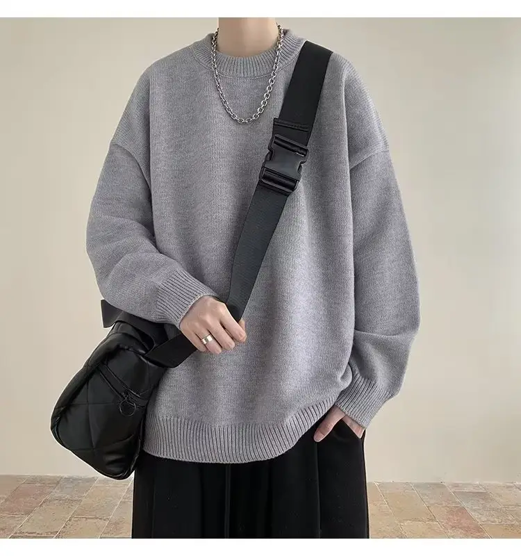 Men Black Japanese Retro Sweater S-Back Loose Fit — feature 18