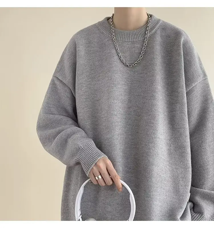 Men Black Japanese Retro Sweater S-Back Loose Fit — feature 19