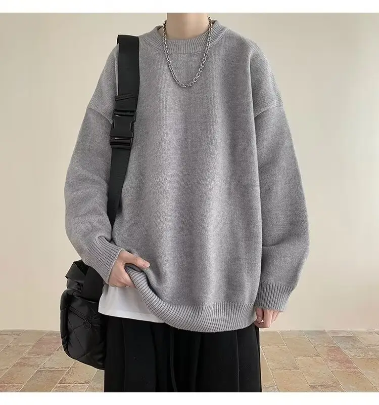 Men Black Japanese Retro Sweater S-Back Loose Fit — feature 20