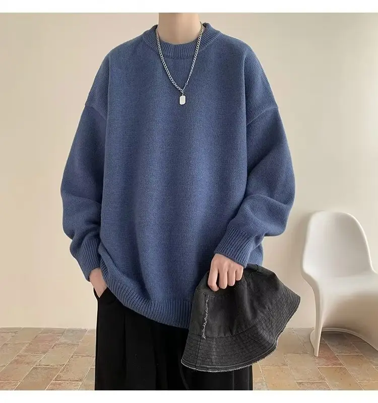 Men Black Japanese Retro Sweater S-Back Loose Fit — feature 26
