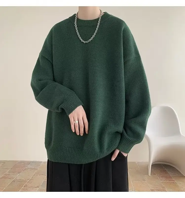 Men Black Japanese Retro Sweater S-Back Loose Fit — feature 28