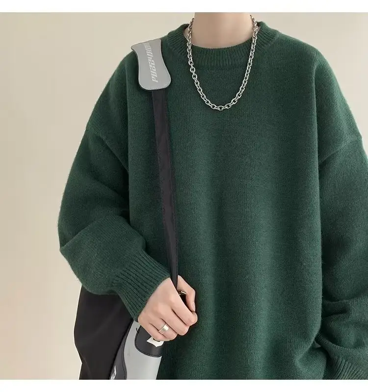 Men Black Japanese Retro Sweater S-Back Loose Fit — feature 29