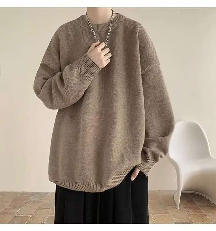 Men Black Japanese Retro Sweater S-Back Loose Fit — feature 33