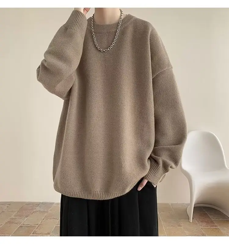 Men Black Japanese Retro Sweater S-Back Loose Fit — feature 34