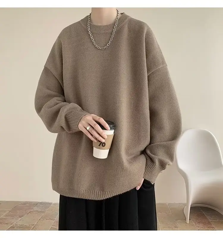 Men Black Japanese Retro Sweater S-Back Loose Fit — feature 35