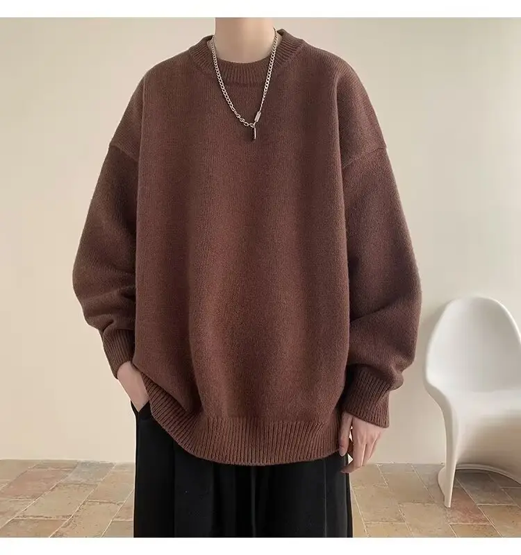 Men Black Japanese Retro Sweater S-Back Loose Fit — feature 42