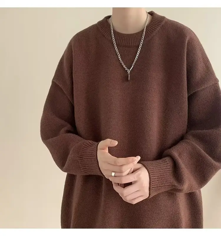 Men Black Japanese Retro Sweater S-Back Loose Fit — feature 43