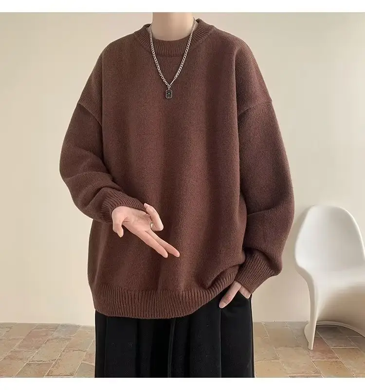 Men Black Japanese Retro Sweater S-Back Loose Fit — feature 45