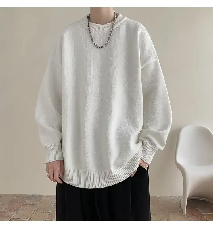 Men Black Japanese Retro Sweater S-Back Loose Fit — feature 5