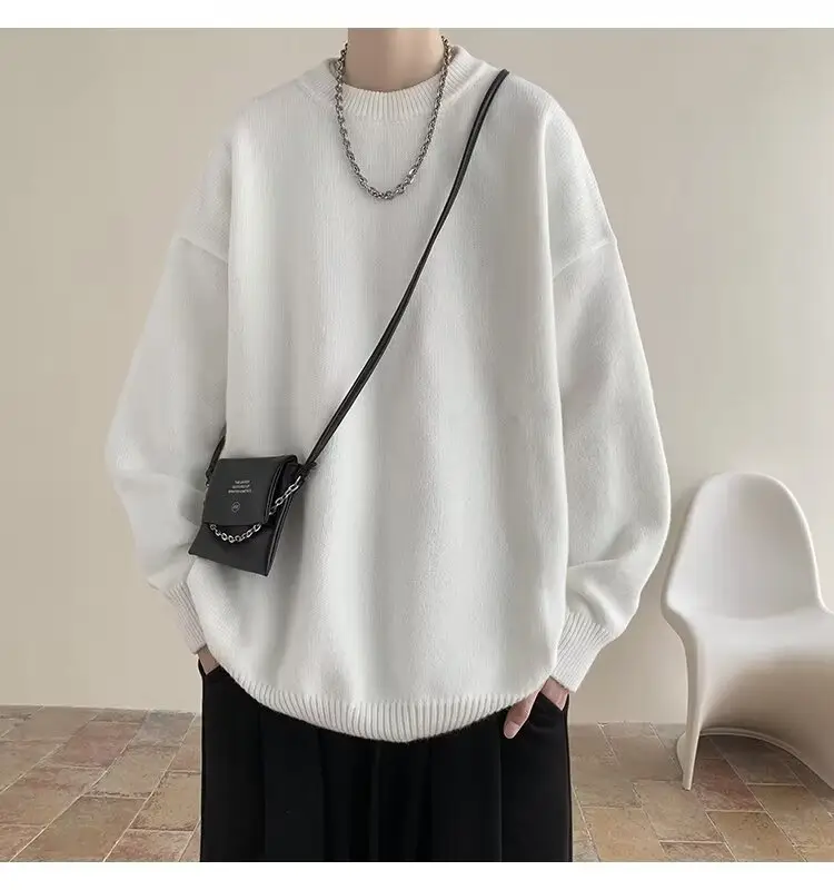 Men Black Japanese Retro Sweater S-Back Loose Fit — feature 6
