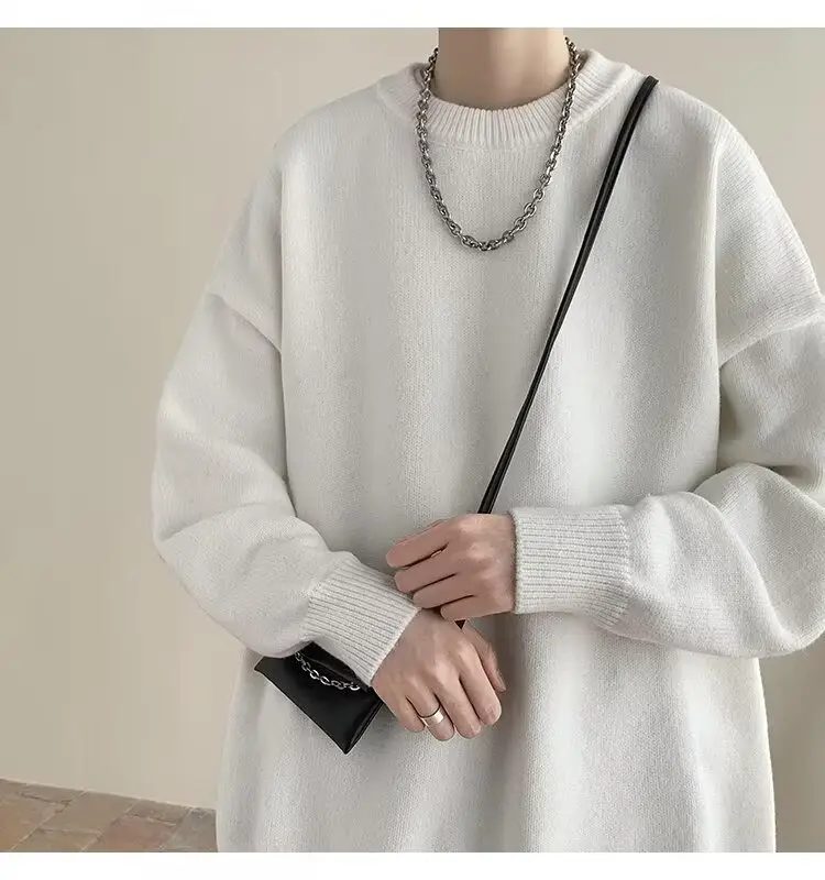 Men Black Japanese Retro Sweater S-Back Loose Fit — feature 7