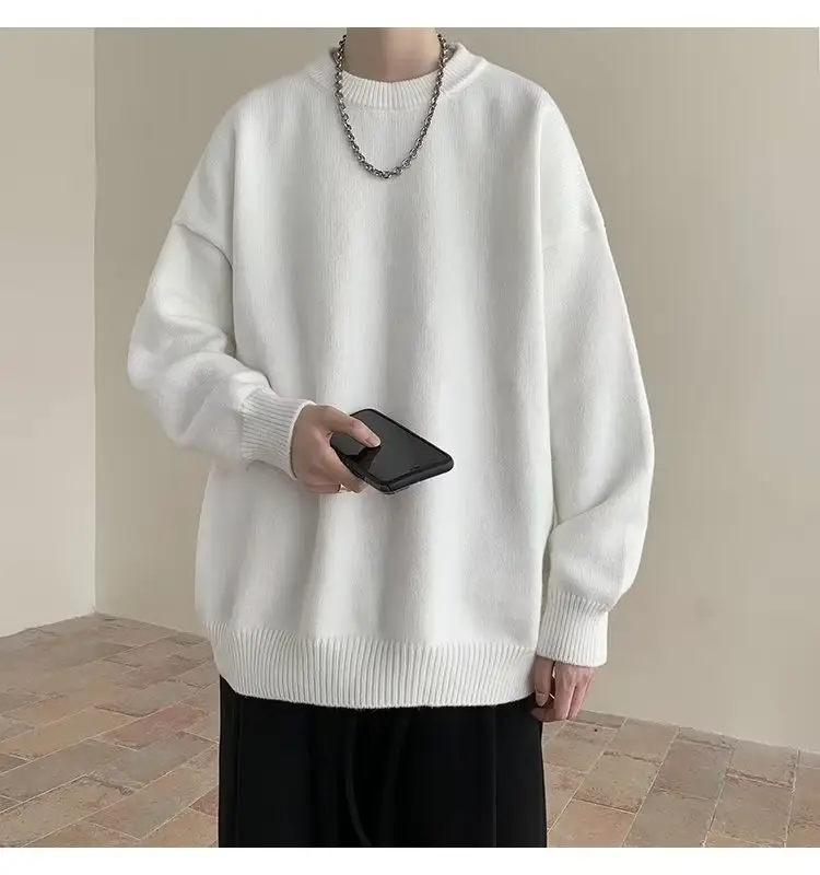 Men Black Japanese Retro Sweater S-Back Loose Fit — feature 8