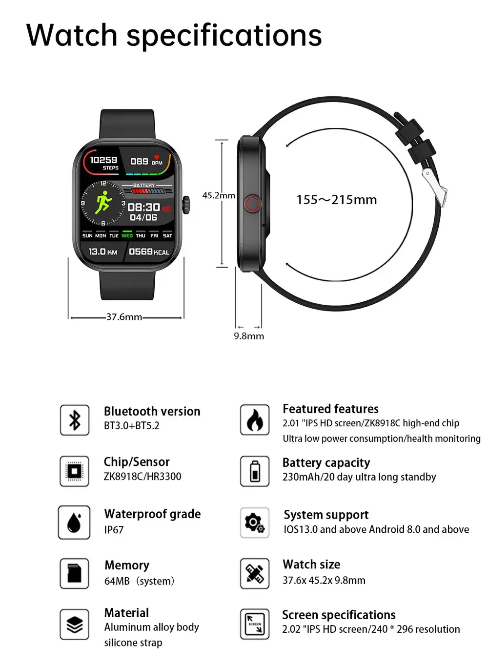 Explosions G21 Smart Watch with Large Screen & Bluetooth — feature 40