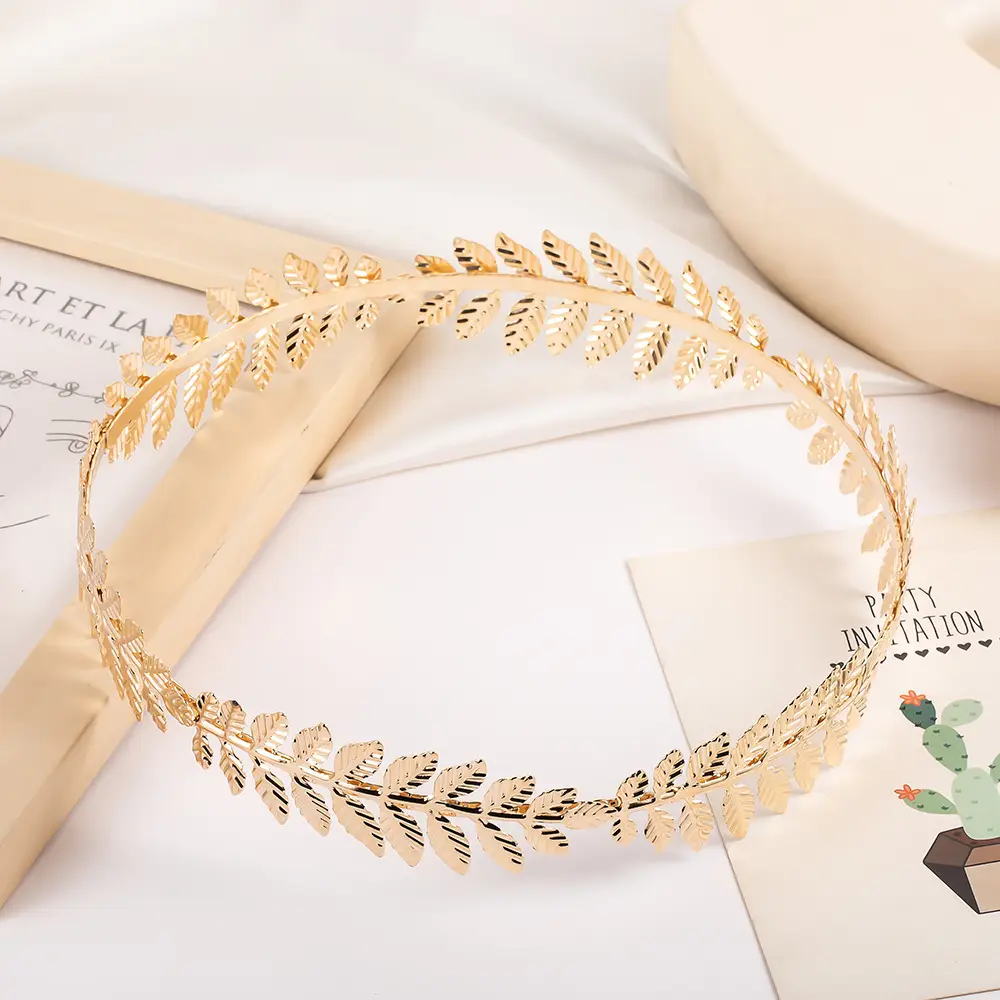 Golden Leaf Hair Ring for Women European American Cross Border Fashion - Image 5