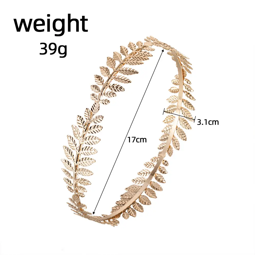 Golden Leaf Hair Ring for Women European American Cross Border Fashion - Image 7