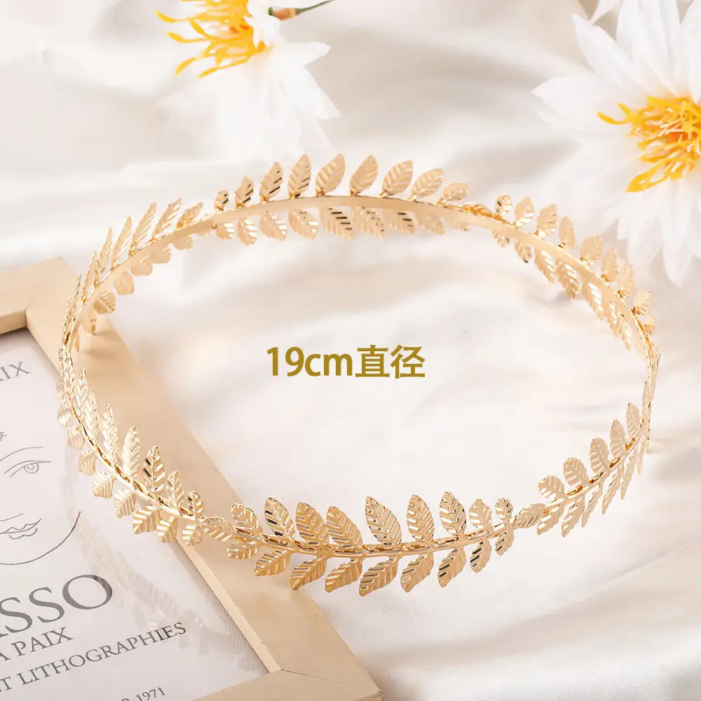 Golden Leaf Hair Ring for Women European American Cross Border Fashion - Image 3