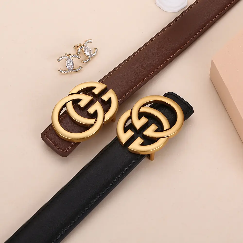 Double G Women's Leather Belt Black Brown - Image 12