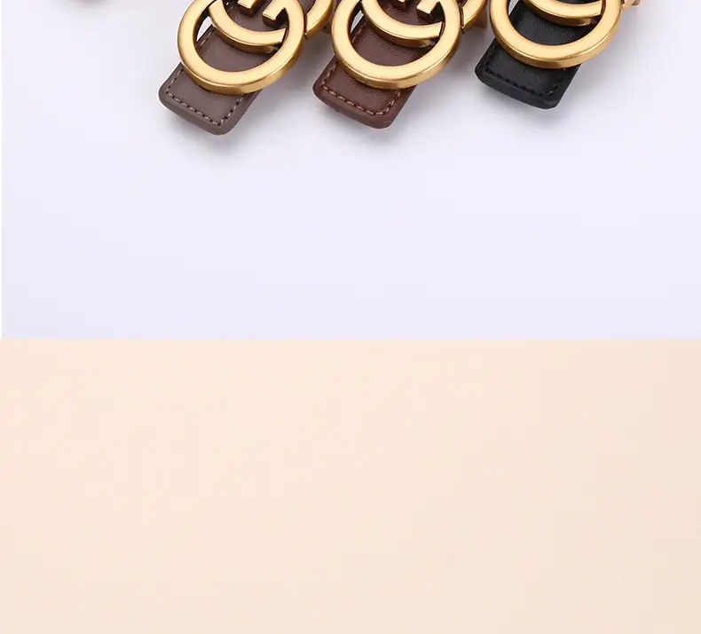 Double G Women's Leather Belt Black Brown — feature 17