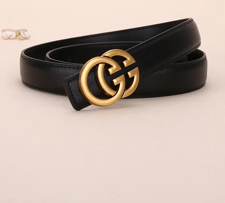 Double G Women's Leather Belt Black Brown — feature 18
