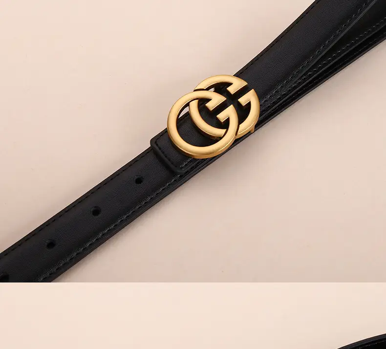 Double G Women's Leather Belt Black Brown — feature 20