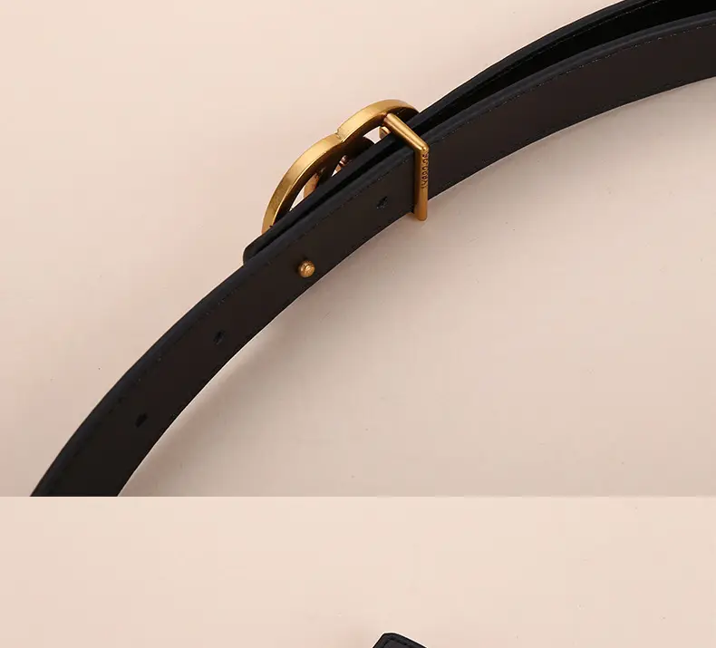 Double G Women's Leather Belt Black Brown — feature 21