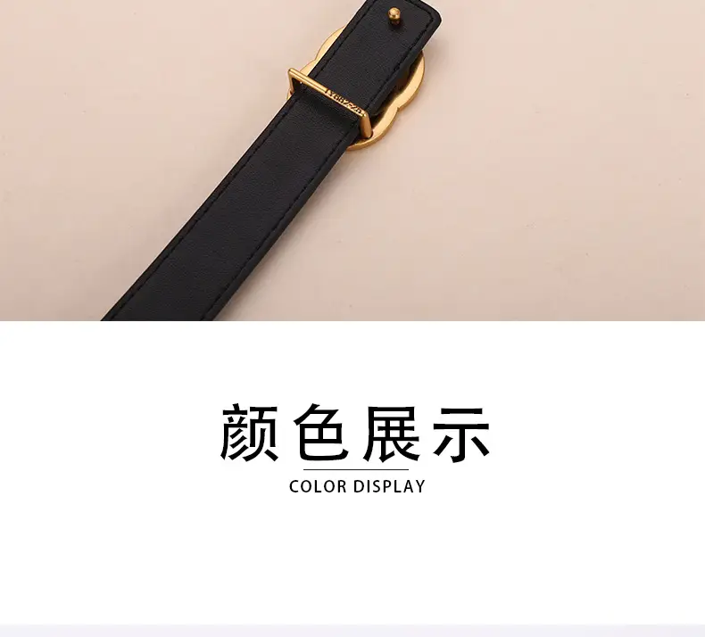 Double G Women's Leather Belt Black Brown — feature 22