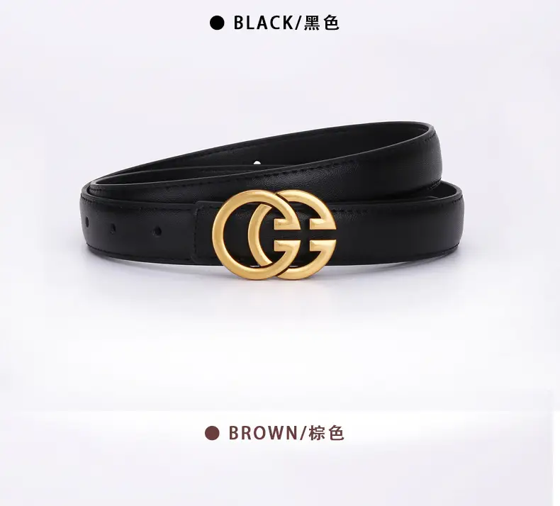 Double G Women's Leather Belt Black Brown — feature 23