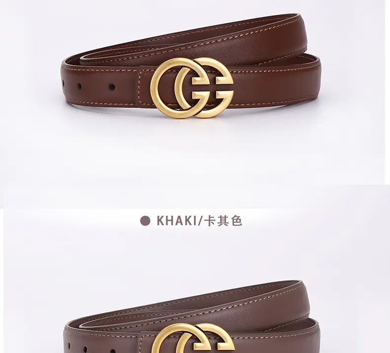 Double G Women's Leather Belt Black Brown — feature 24