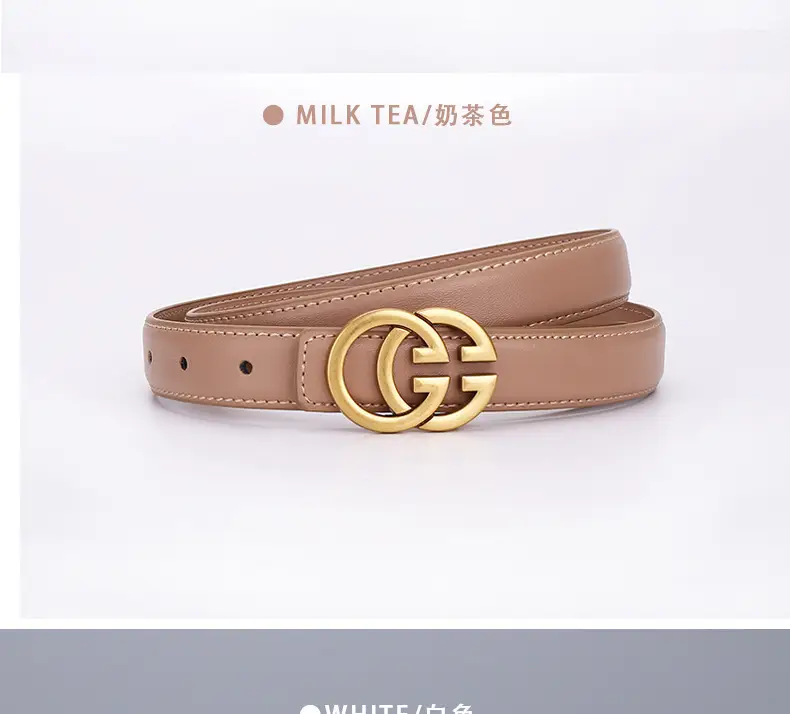 Double G Women's Leather Belt Black Brown — feature 26