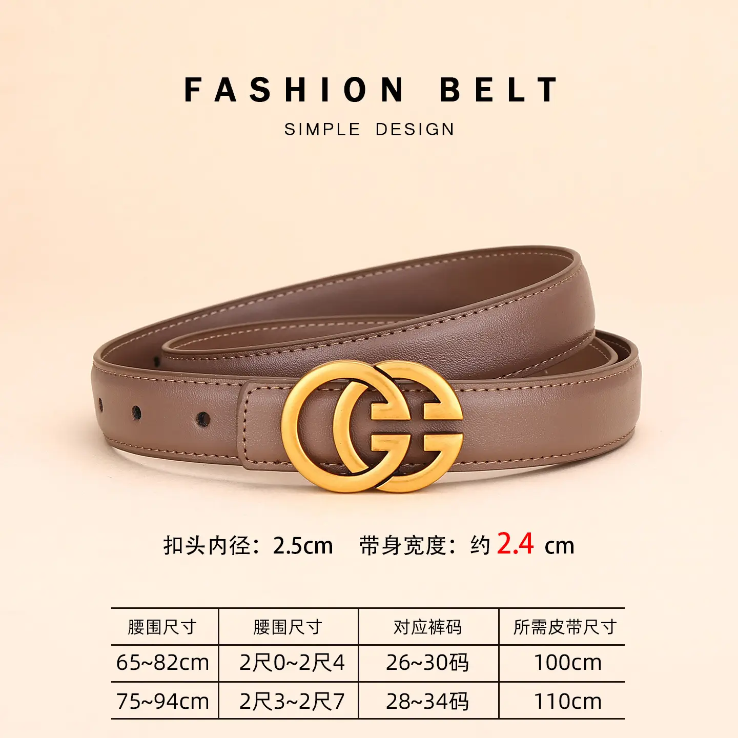 Double G Women's Leather Belt Black Brown - Image 4