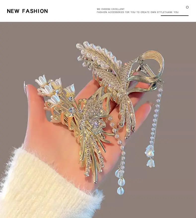 Lily Butterfly Hairpin with Tassel Back Clip — feature 6