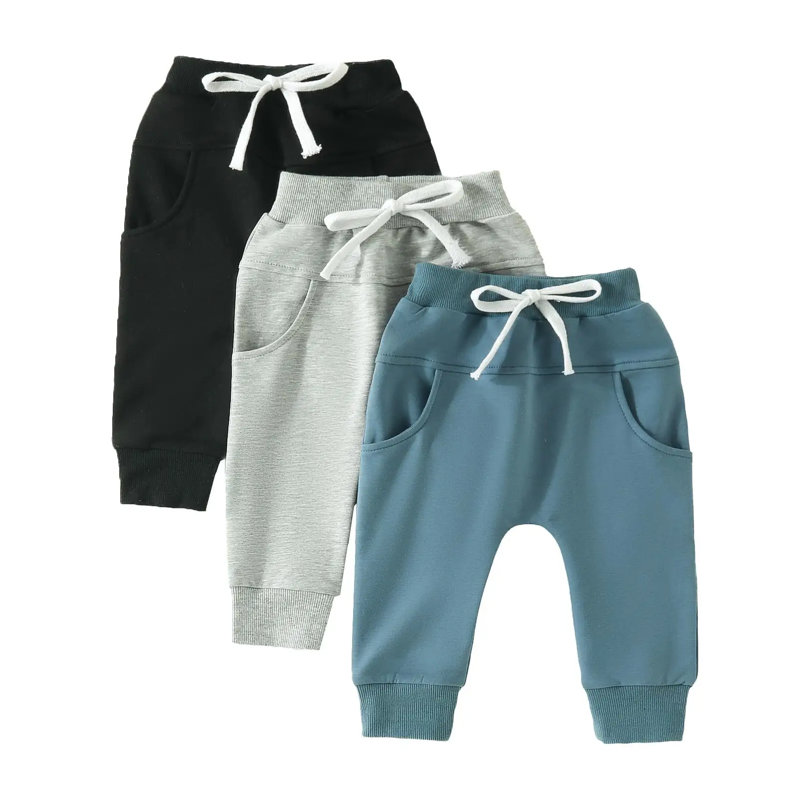 Trendy Children's Jogger Pants Set Black Beige Green - Image 9