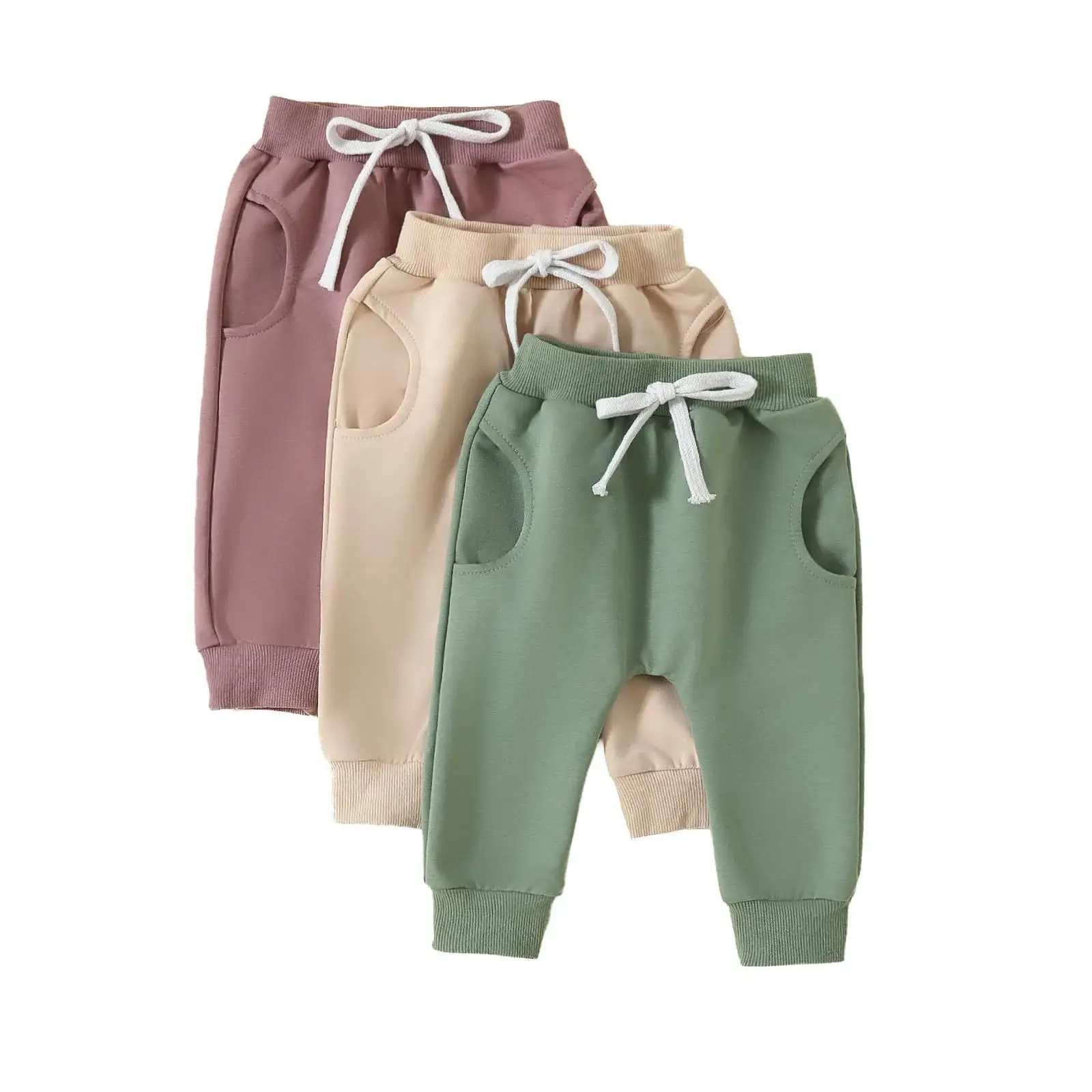 Trendy Children's Jogger Pants Set Black Beige Green — feature 1