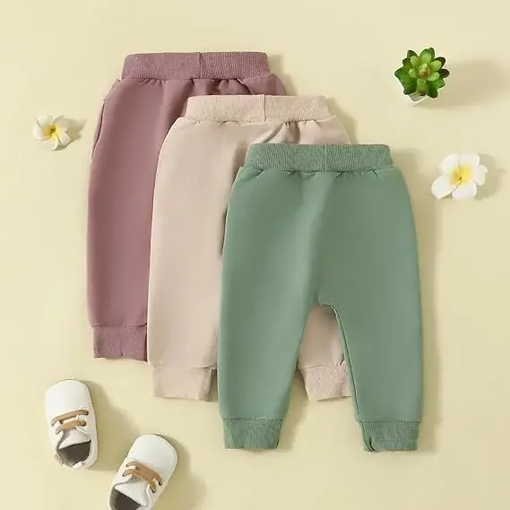 Trendy Children's Jogger Pants Set Black Beige Green — feature 10