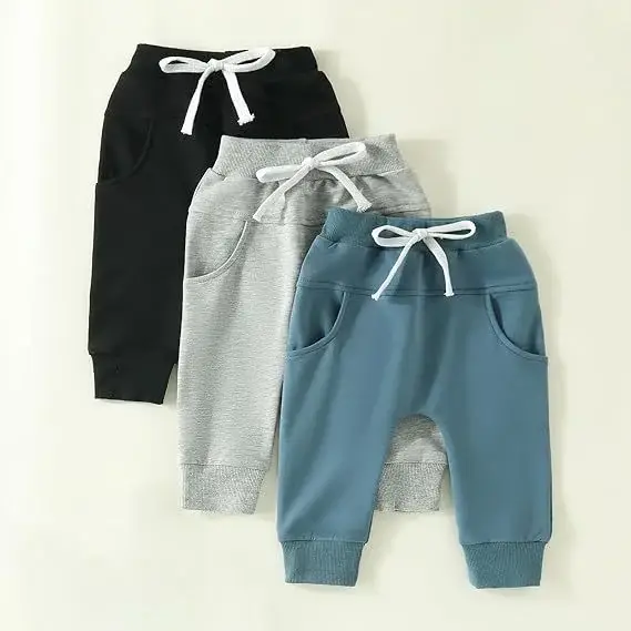Trendy Children's Jogger Pants Set Black Beige Green — feature 11