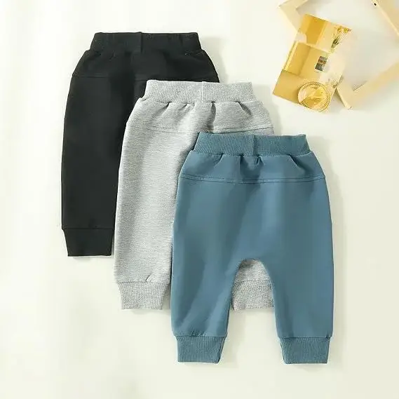 Trendy Children's Jogger Pants Set Black Beige Green — feature 12