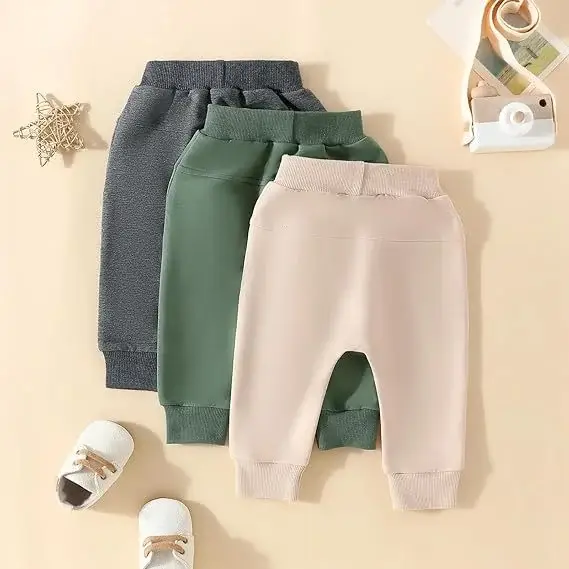 Trendy Children's Jogger Pants Set Black Beige Green — feature 4