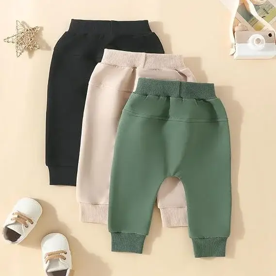 Trendy Children's Jogger Pants Set Black Beige Green — feature 6