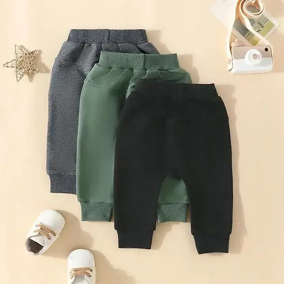 Trendy Children's Jogger Pants Set Black Beige Green — feature 8