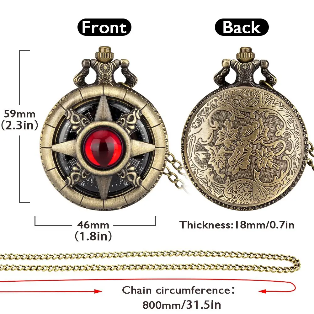 American Quartz Bronze Pocket Watch with White Stone Cross Design — feature 4