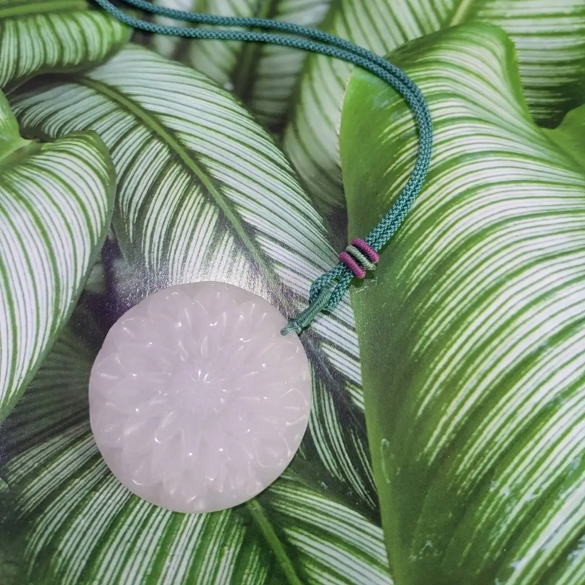 White Gold Jade Flower Pendant for Women — feature 3