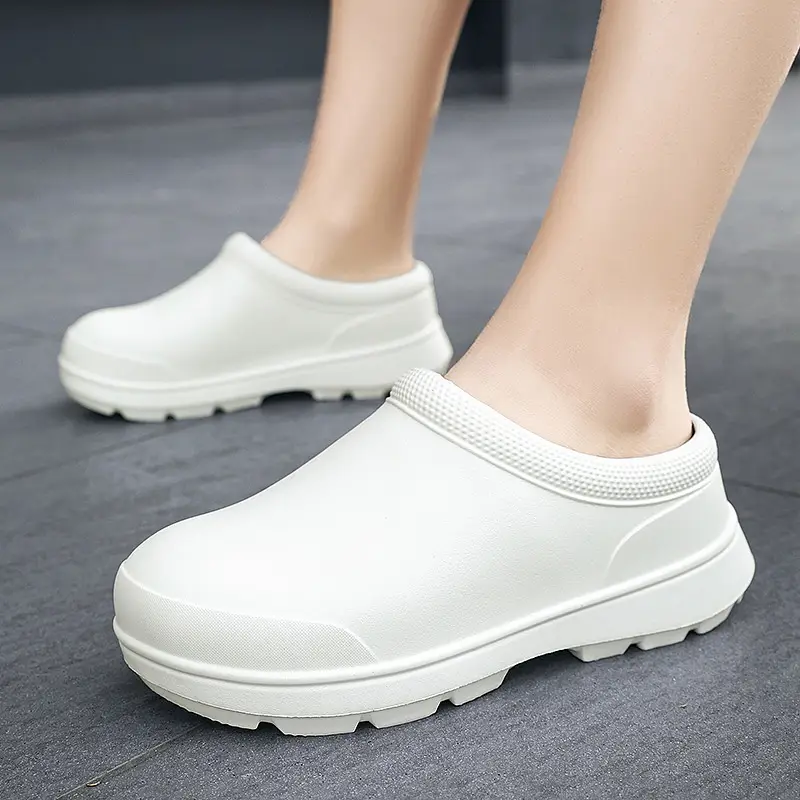 Waterproof Slippers for Female Students, Thick-Soled, Non-Slip, Cold-Proof, Warm, Closed-Toe Slippers, Summer British Style, Height-Increasing, Breathable