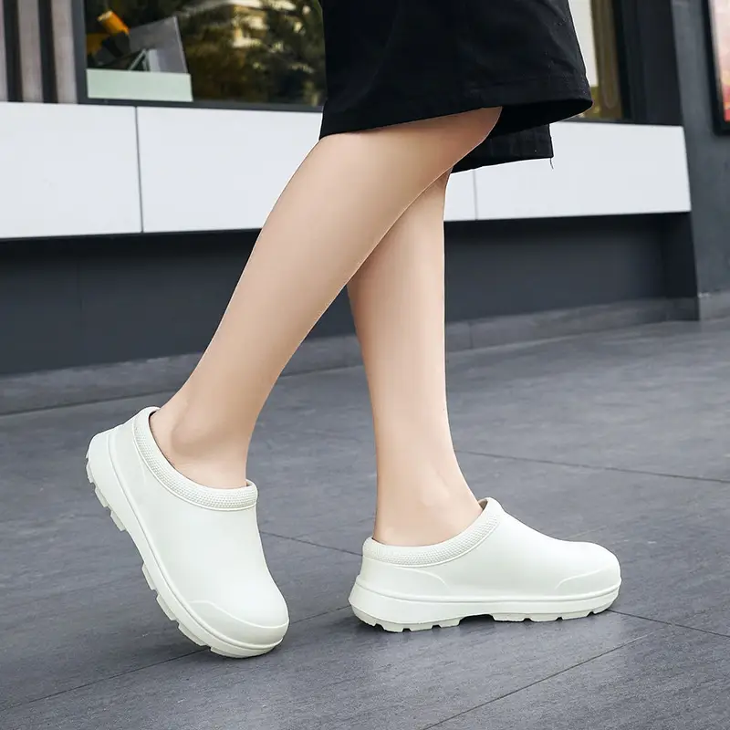 Waterproof Slippers for Female Students, Thick-Soled, Non-Slip, Cold-Proof, Warm, Closed-Toe Slippers, Summer British Style, Height-Increasing, Breathable