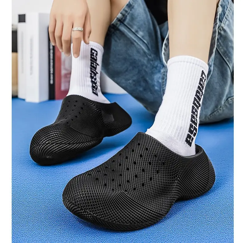 Waterproof Slippers for Female Students, Thick-Soled, Non-Slip, Cold-Proof, Warm, Closed-Toe Slippers, Summer British Style, Height-Increasing, Breathable